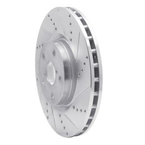 Subaru WRX Brake Rotor (1) - Front Right - R1 Concepts - Drilled & Slotted - Silver - `05-`20